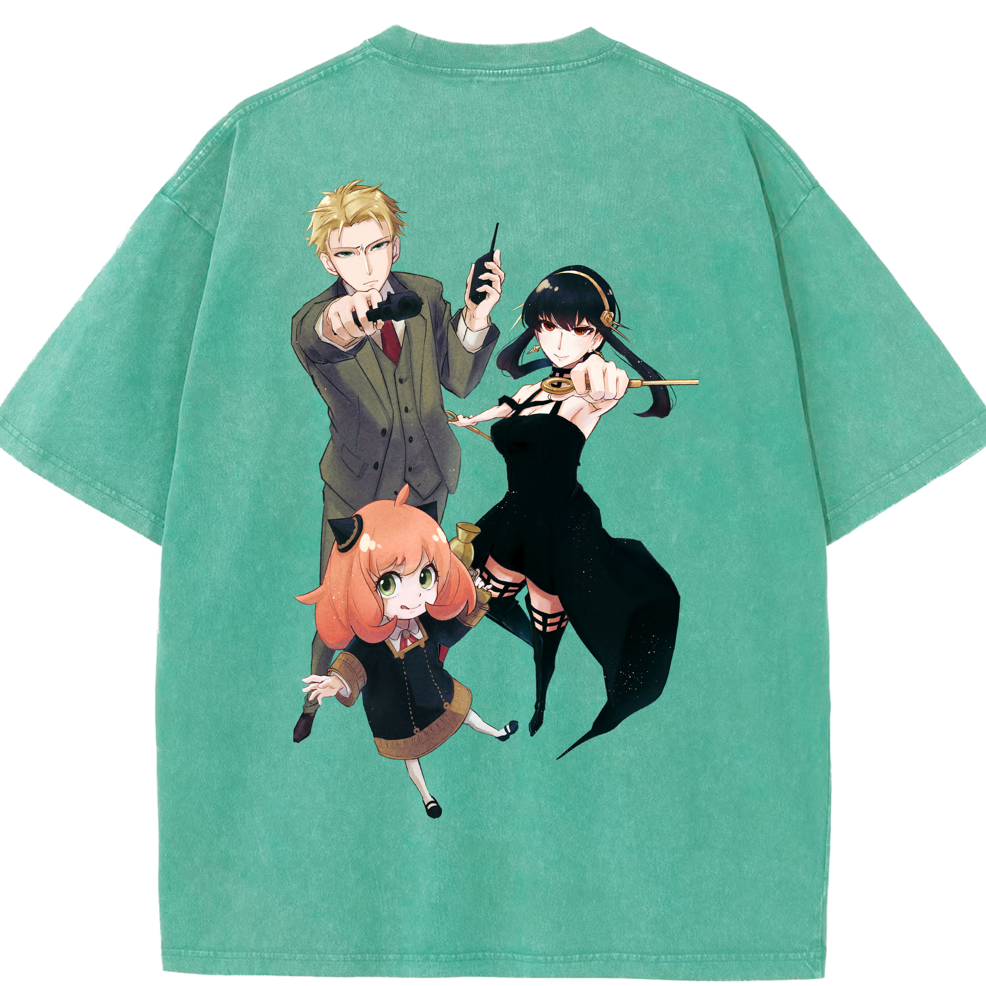（画像用） SPY×FAMILY间谍家家酒 綿100% ヴィンテージ風 半袖Tシャツ（背面プリント）